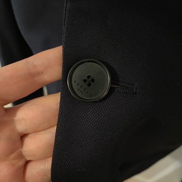 Mens SANDRO Classic Navy Wool Suit Jacket sz EU48 - Picture 9 of 16